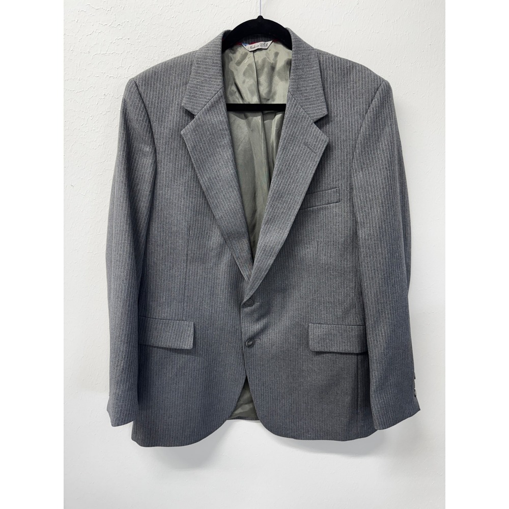 Vintage Levi Strauss & Co Gray Pinstripe Blazer Sport Coat Made in USA 2-Button